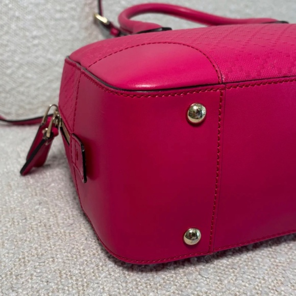 Authentic GUCCI Pink Bright Diamante Textured Leather Top Handle Bag - Picture 8 of 10